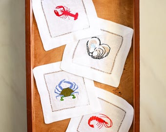 Nantucket Hemstitch Cocktail Napkins | Hampton Cocktail Napkins | Gifts for Home | Hostess Gifts | Sea Gifts