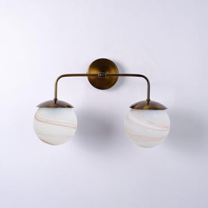 Applique de salle de bain art déco, applique murale moderne, applique murale avec globe en verre, applique murale contemporaine à double vitrage, applique murale vintage