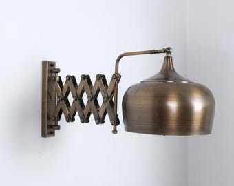 Lampe murale industrielle, applique murale vintage, applique murale à bras réglable en laiton vieilli, applique murale extérieure et intérieure, applique murale articulée