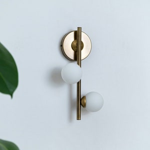 Vanity Wall Sconce, Modern Mirror Lighting, Glass Globe Wall Sconce, Elegant Brass Wall Lamp, Home Decor Wall Lighting, Bathroom Wall Lamp