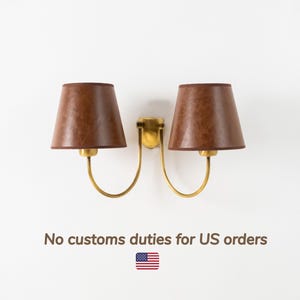 Modern Dual Shade Wall Sconce, Vintage Home Decor Sconce, Mid-Century Wall Lamp, Brass Double Arm Wall Light, Farmhouse Bedroom Wall Sconce
