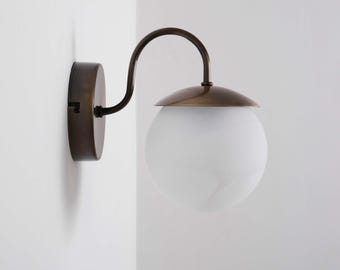 Applique murale moderne minimaliste, applique murale globe en verre, éclairage mural de chambre à coucher vintage, applique murale de maison de ferme, applique murale de couloir
