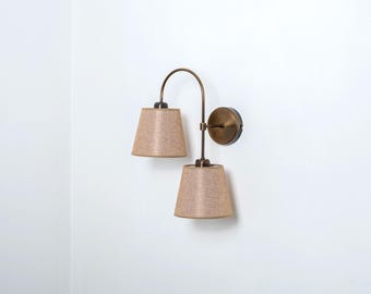 Elegante Wandleuchte, Moderne Famhouse Wandleuchte, Schlafzimmer Wandleuchte mit Stoff Lampenschirm, Vintage Wandleuchte, Flur Wandleuchte