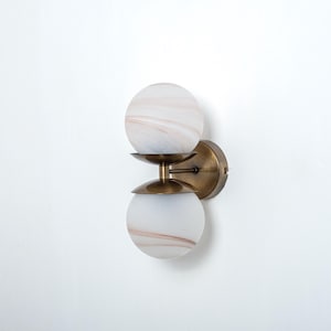 Vanity Glass Globe Sconce, Home Decor Traditional Sconce, Modern Vanity Wall Light, Unique Glass Wall Lamp, Double Glass Wall Light Fixture