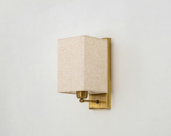 Traditional Home Decor Wall Sconce, Linen Lampshade Bedroom Wall Light, Farmhouse Living Room Sconce, Powder Room Wall Lamp, Bedside Sconce