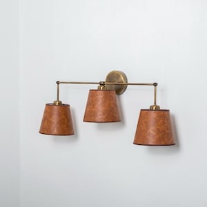 3-Lights Traditional Wall Sconce, Vintage Brass Wall Lighting, Fabric Lampshade Wall Lamp, Farmhouse Home Decor Wall Light, Modern Sconce