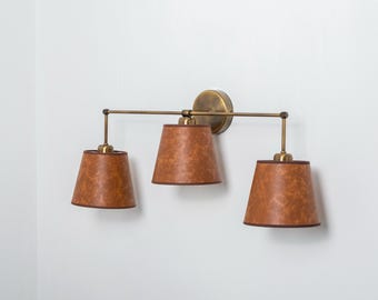 3-Lichter Traditionelle Wandleuchte, Vintage Messing Wandbeleuchtung, Stoff Lampenschirm Wandleuchte, Bauernhaus Wohnkultur Wandleuchte, Moderne Wandleuchte