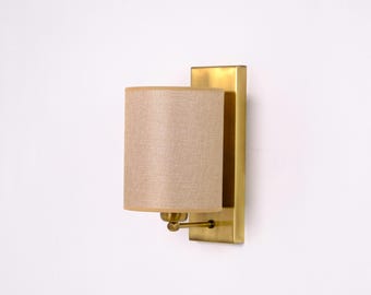 Minimalist Home Decor Sconce, Bedside Wall Lighting, Vintage Wall Lamp, Linen Lampshade Wall Sconce, Modern Farmhouse Wall Mounted Lamp