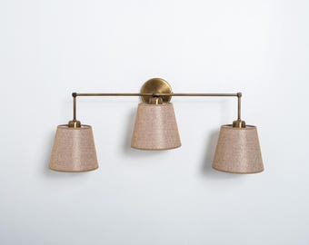 Modern Farmhouse Wall Lamp, Vintage Lampshade Sconce, 3-Lights Home Decor Wall Sconce, Vanity Sconce, Bedroom Wall Light, Traditional Sconce