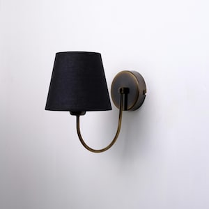 Aged Brass Finish and Black Lampshade