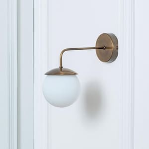 Applique a globo per mobiletto del bagno, moderna lampada da parete a specchio, lampada da parete minimalista a globo in vetro, lampada da parete per camera da letto, applique cablata