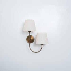 Vintage Double Shade Wall Sconce, Antique Home Decor Wall Lamp, Farmhouse Bedroom Wall Lighting, Aged Brass Wall Sconce for Living Room