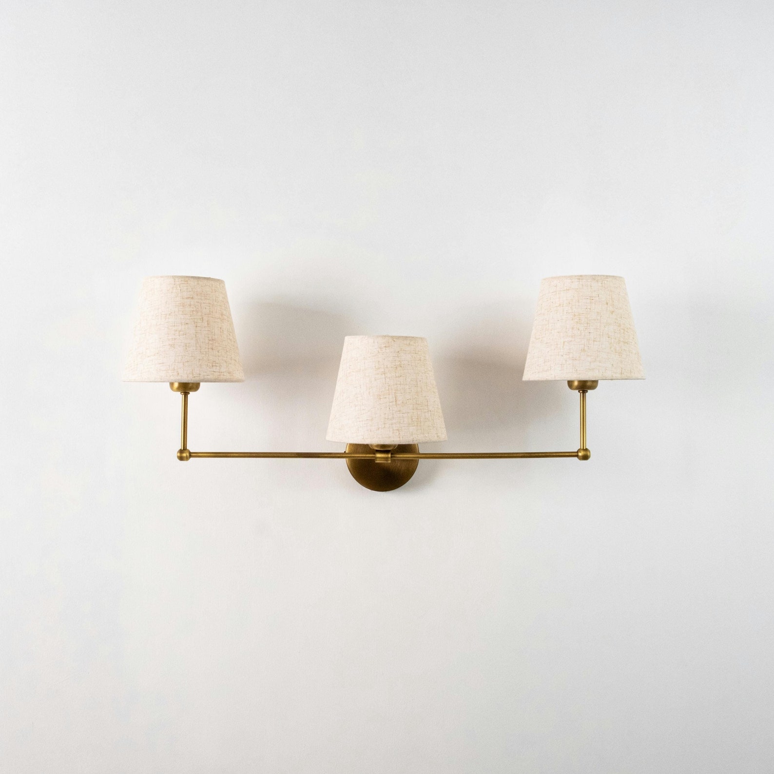 Powder Room 3-light Wall Sconce, Traditional Linen Shade Wall Lamp, Mid ...