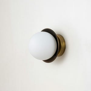 Mid-Century Modern Wall Lamp, Small Minimalist Wall Sconce with Glass Globe, Bedroom Wall Lighting, Vanity Wall Sconce, Vintage Wall Light
