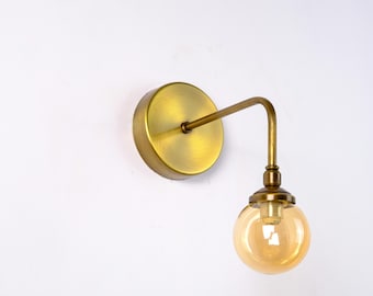 Modern Glass Globe Wall Lamp, Industrial Sconce, Outdoor Wall Light, Entry Light, Vintage Brass Sconce, Bedside Wall Sconce, Loft Wall Lamp