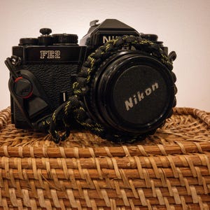 Handmade Black and Yellow Paracord Camera Wrist Strap
