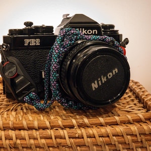 Handmade Purple Blue and Black Paracord Camera Wrist Strap