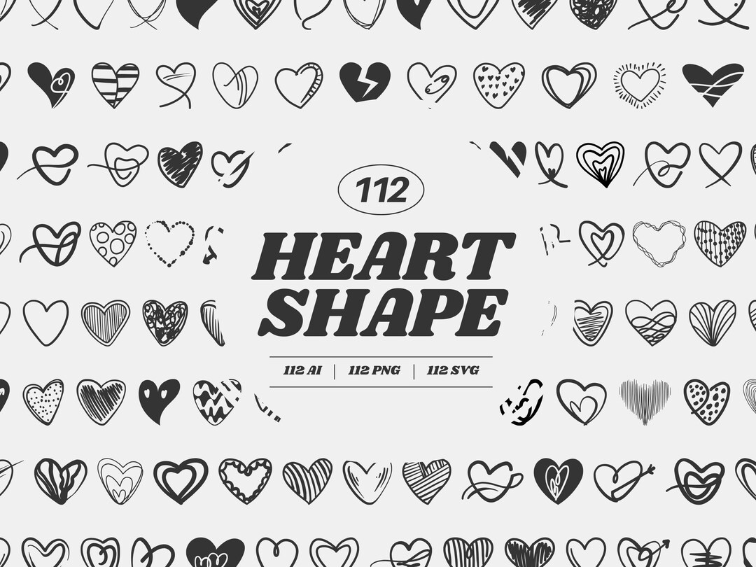 112 Heart Bundle | Ai PNG and SVG Bundle | DIY Love Crafts Project ...