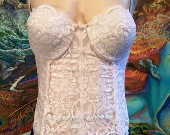 Corset, Pink, Lace, Garters, Valentines, Romantic, Lingerie, size 34 C