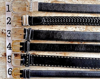 Ceinture en cuir véritable noir COACH Italian Brighton Cole Haan DÉFILEMENT VERS LE BAS 4 informations