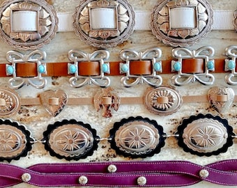 Colorful Concho Belt Genuine Leather Brighton Sunflower Southwestern Skinny Vintage CHOOSE ONE