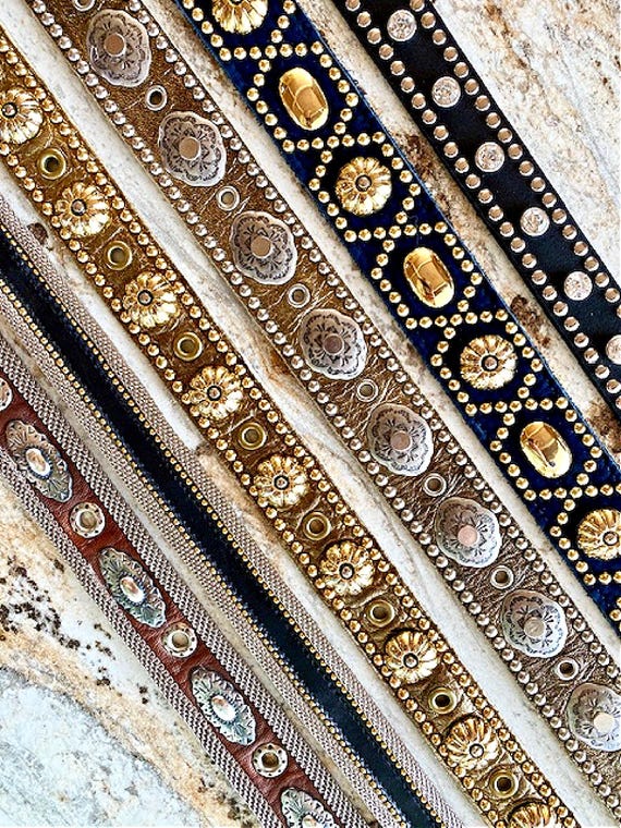 Vintage Belt Sand Castle Gold Silver Studs Concho Brighton  display picture 2