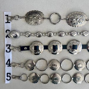 Western-Concho-Gürtel, Silber-Schwarz-Sand-dollar-Sterne-Creolen, Rollen für Maße