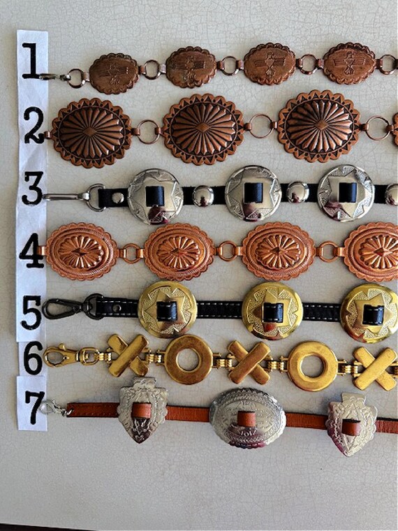 Concho Belt Handmade Vintage Southwestern Gold Si… - image 2