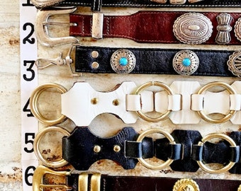 7 CONCHO Ralph Lauren Belt Leather BLACK Western Navajo  display picture 2