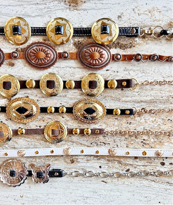 Handmade Concho chain Belt Silver Gold Copper But… - image 4