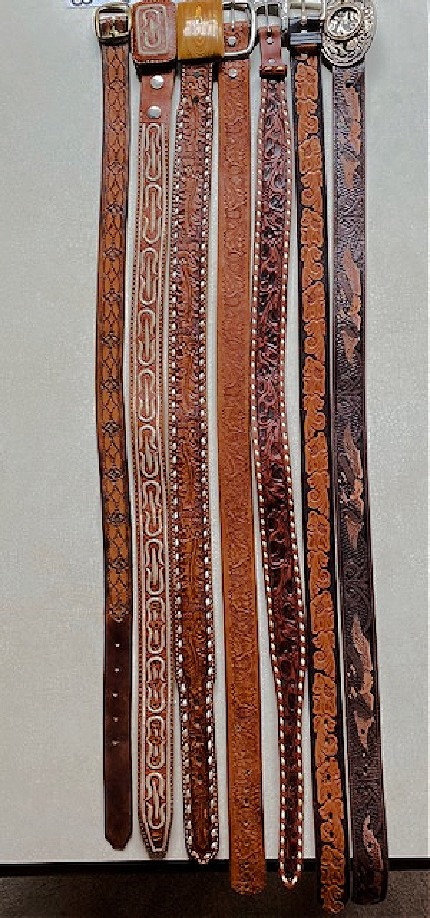 Vintage Tooled Leather Belt Acorn Eagle Tony Lama Wrangler 