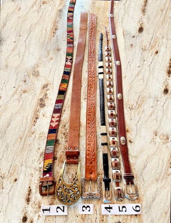 Vintage Belt Genuine Leather Western tooled, conc… - image 3