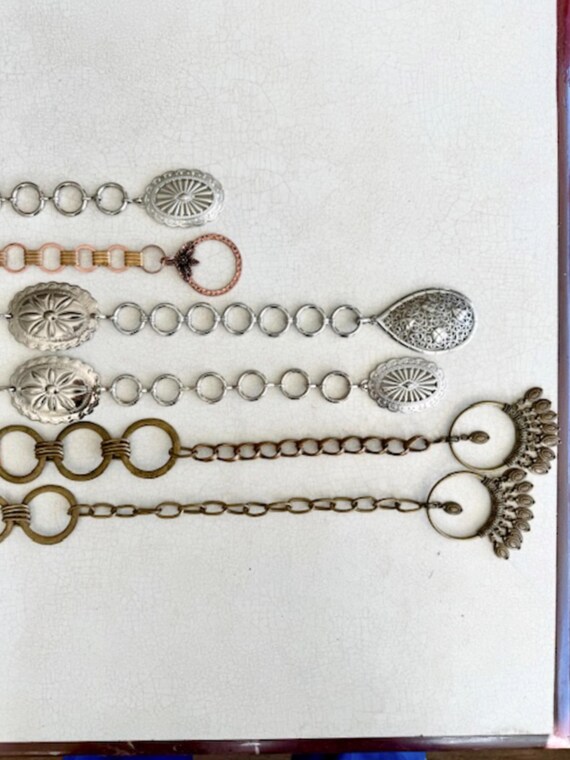 Western Concho Chain Belt, Silver Copper Brass Hoops SCROLL 