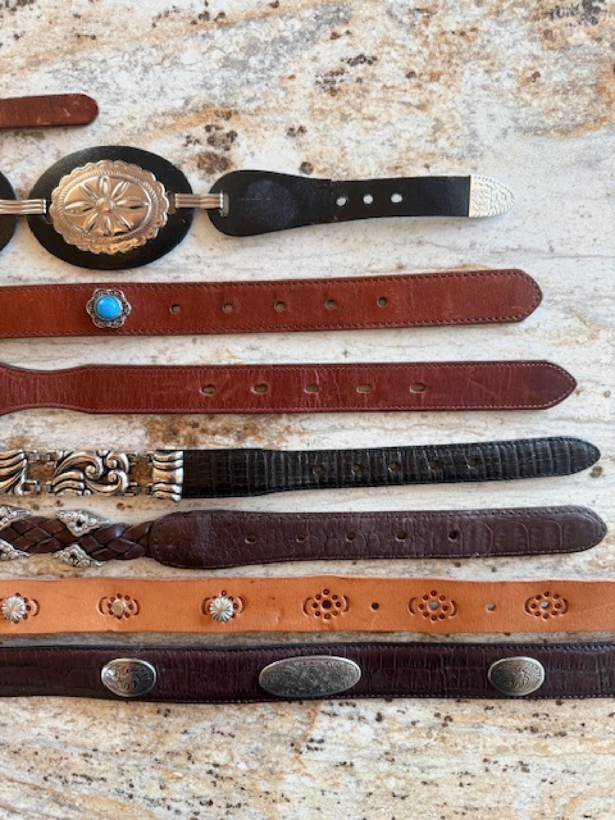 Western Concho Belt Brown Black Hearts Flowers Brighton  display picture 1