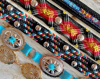 Colorful Belt, Concho chain, studded, beaded Vintage Belts CHOOSE ONE upcycled Southwestern Festival