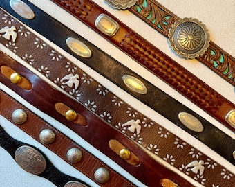Western Style Leather Belt/ Silver Conchos/billy Belt Calif  display picture 3