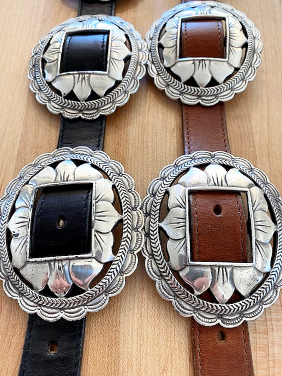 Brighton Sunflower Concho Belt Western Leather Black Brown Red