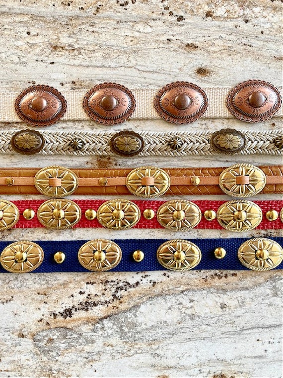 Leather Concho Belt Red, Gold, Blue, Southwestern… - image 4