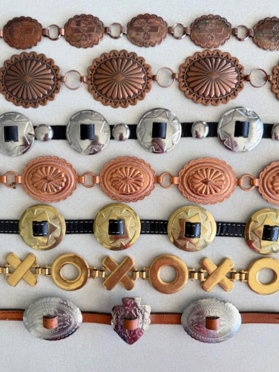 Concho Belt Handmade Vintage Southwestern Gold Si… - image 1