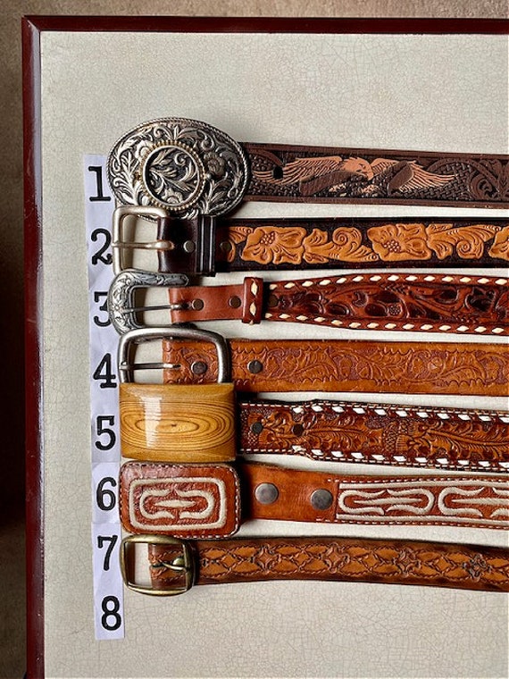 Vintage Tooled Leather Belt Acorn Eagle Tony Lama Wrangler Vintage Tooled Leather Belt Acorn Eagle Tony Lama Wrangler