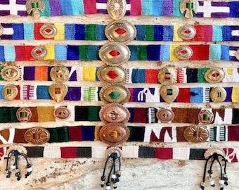 Ceinture concho festival colorée : tresse à pampilles, franges et perles