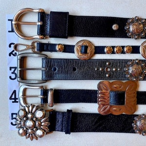 Black Leather Belt Silver Concho Justin Berry Star Western studs USA SCROLL DOWN 4 Info