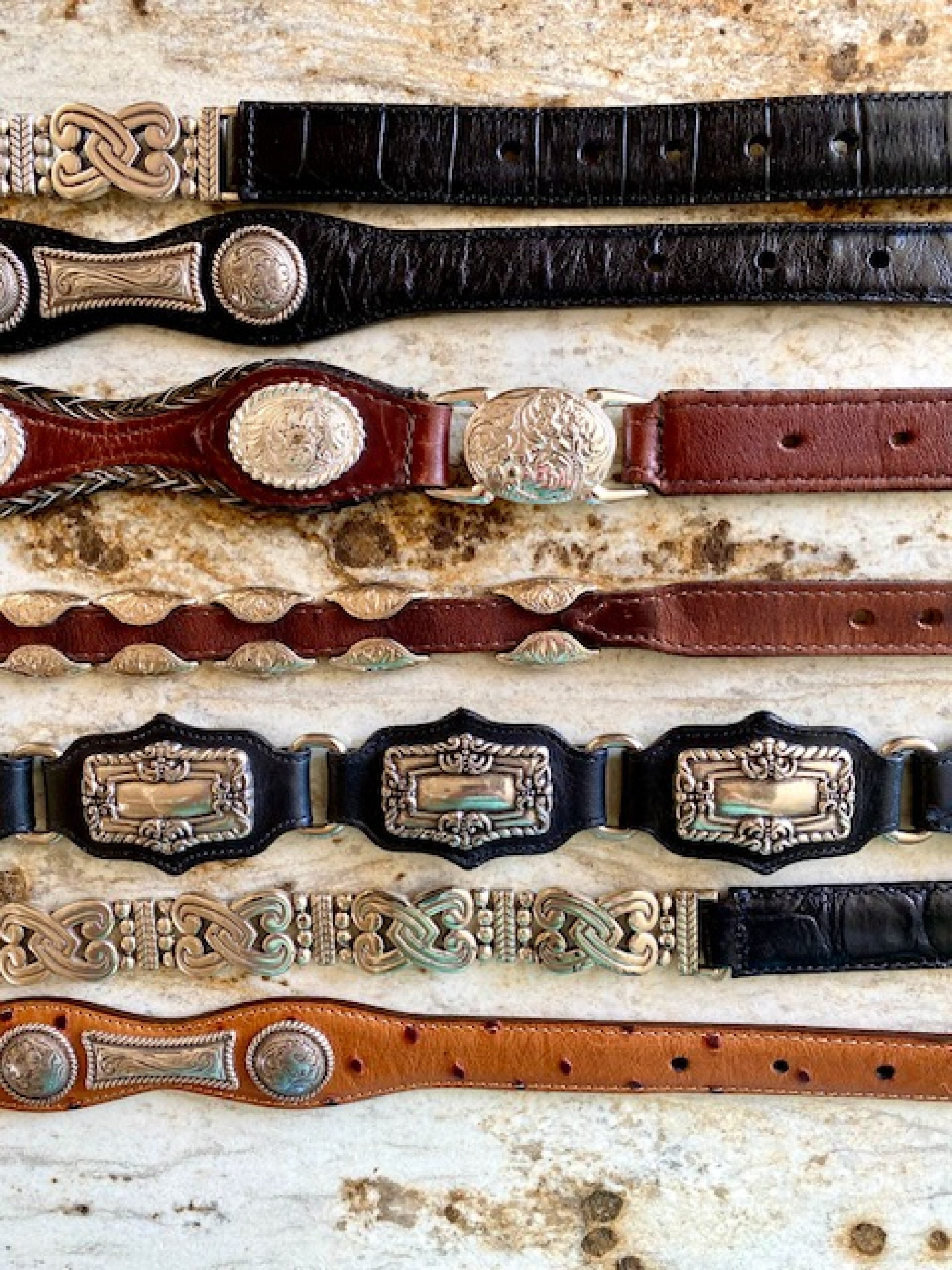 Vintage Concho Belt, Brighton Justin USA Lady Nadim Black 
