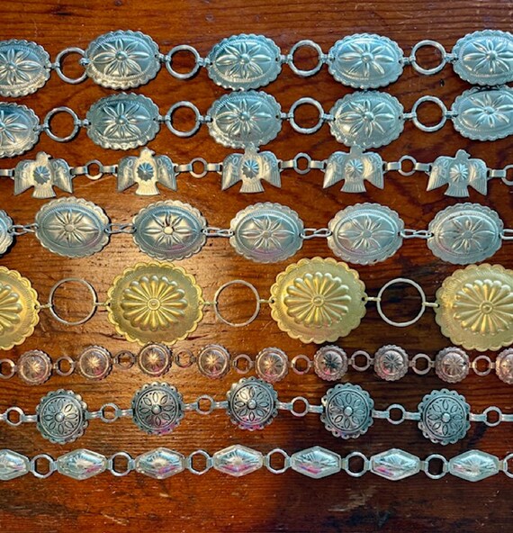 Handmade & Vintage Concho chain Belt Silver Gold … - image 3