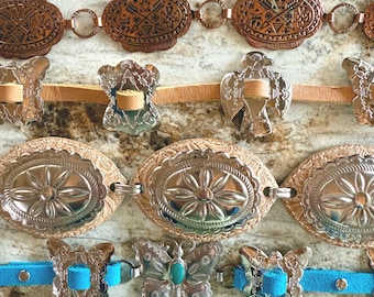 Handmade Concho Belt Black Silver Copper Studs Western  display picture 2