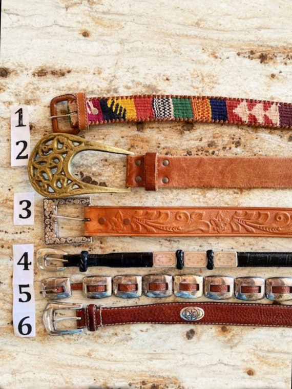 Vintage Belt Genuine Leather Western tooled, conc… - image 1