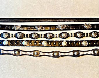 Vintage Black Silver Concho Belt, Brighton + USA Western SCROLL Down 4 INFO
