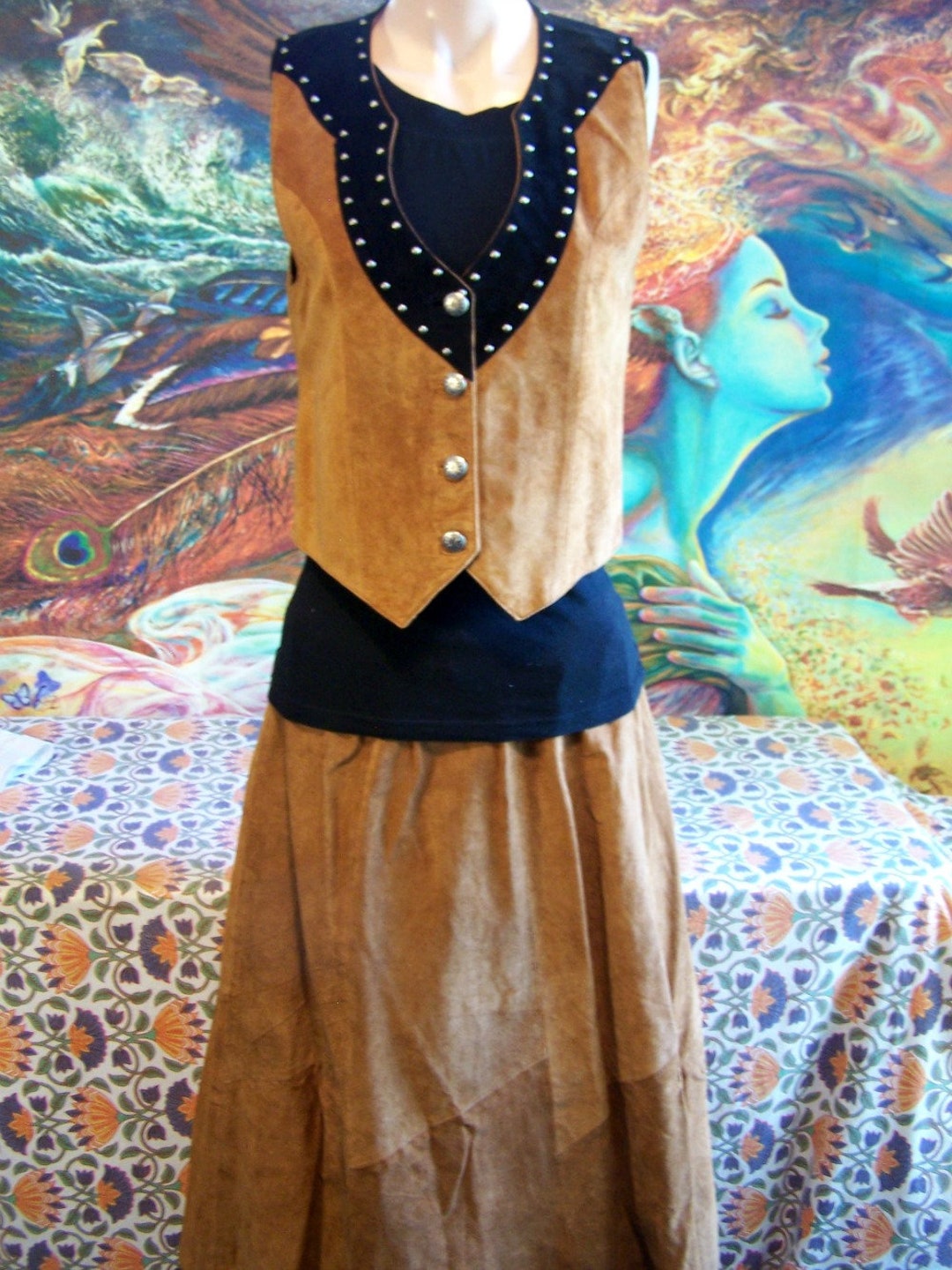 Brown suede cheap western skirt