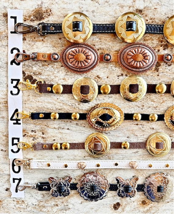 Handmade Concho chain Belt Silver Gold Copper But… - image 2