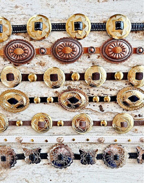 Handmade Concho chain Belt Silver Gold Copper But… - image 3